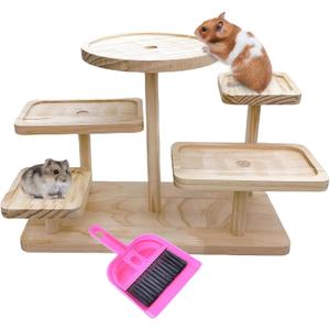 Hamster Climbing Toy Ledge Wooden Gerbil Playground Exercise Platform Enrichment Shelf Hamster Cage Accessories for Mouse Dwarf Rat Sugar Glider (Large)
