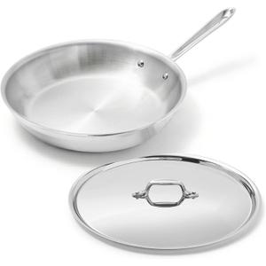 All-Clad D3 Stainless Steel 10 inch Frying Pan Covered- Made in the USA- The Original Bonded Professional Cookware- Oven Safe & Induction Compatible