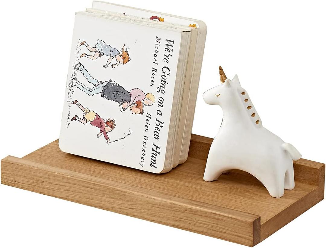 Natural Oak Wood Wall Shelves - Floating Shelf, 12 Inch (Upgrade Width 6"), Display Picture Ledge Shelf for Bedroom, Living Room, Bathroom, Office, Kitchen Wall Storage