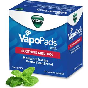 Vicks VapoPads Original Menthol Scent - Vapor Pads Refill for Vicks Humidifiers and Steam Inhalers, Scent Pads for Congestion and Cough Relief, FSA/HSA Eligible, 20-Pack, Box Color May Vary