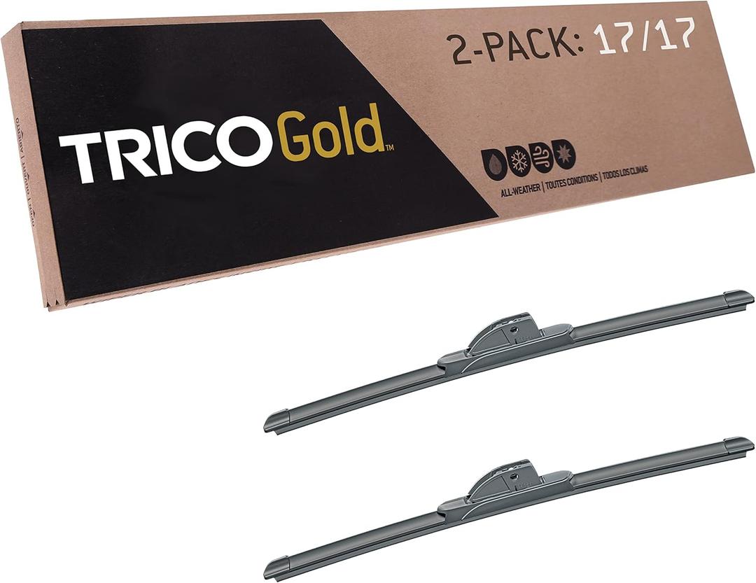 TRICO Gold (18-1717) 17 & 17 Inch Pack of 2 Automotive Replacement Windshield Wiper Blades for My Car Premium All Weather Beam Blade for Select Vehicle Models