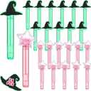 24 Pcs Witch Party Favors Witch Hat and Star Bubble Wands Pink and Green Bubble Wands for Summer Outdoor Goodie Bags Stuffers Carnival Prizes Toy Birthday Treats