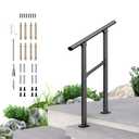 DIYHD 8 Step Handrail for Outdoor, Powder Coated Iron Stair Railing, Black Hand Rails for Indoor, Porch, Deck, 1 Pack