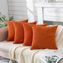 GAWAMAY Decorative Square Throw Pillow Covers 18"x18" Inch Set of 4, Super Soft Chenille Pillows Farmhouse Fall Pillowcase for Living Room Bedroom Sofa Couch Cushion Cover Burnt Orange (45x45cm)