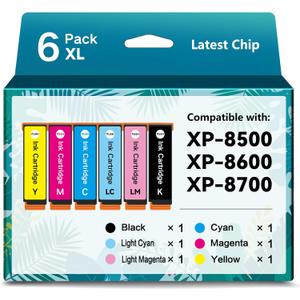 Remanufactured Ink Cartridges for Epson 312XL Ink Cartridges for T312 T312XL for Expression Photo XP-8500 XP-8600 XP-8700 (6 Pack,1 Black,1 Cyan,1 Magenta,1 Yellow,1 Light Cyan,1 Light Magenta )