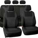 FH Group Automotive Car Seat Covers Full Set Premium 3D Air Mesh Front Seat Covers, Airbag Compatible & Split Bench Cover Universal Fit Interior Accessories for Cars Trucks and SUVs - Black