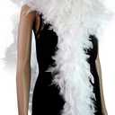 80 Gram 2 Yards Long Turkey Chandelle Feather Boa 10 Color, Great for Party, Wedding, Halloween Costume, Christmas Tree Decoration (White Color)