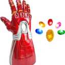 Red Infinity Gauntlet with Removable Gems Infinity Gloves LED Gem Three Lighting Modes Halloween Cosplay Prop