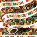 RUSPEPA Black History Month Wrapping Paper Roll, Mini Roll, 17 Inches x 16.4 Feet, Black, Green Red Yellow Geometry Pattern Design Gift Wrap Paper, Bright Colors for African BHM Festival Holiday Party