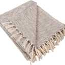 DII Rustic Farmhouse Throw Blanket with Decorative Tassels, Use for Chair, Couch, Bed, Picnic, Camping, Beach, & Just Staying Cozy at Home (50 x 60), Variegated Brown
