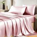 CozyLux Satin Sheets Queen Size Bed Set - 4 Piece Silky Queen Sheet Set, Luxury Dirty Pink Queen Sheets with Smooth and Soft Microfiber, Includes 1 Fitted Sheet, 1 Flat Sheet and 2 Pillowcases