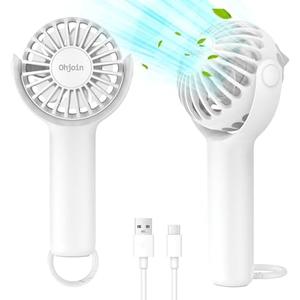 Ohjoin 2 IN 1 Portable Mini Handheld Fan with Keychain Stand, Personal Powerful Cooling Fan, Small Battery Operated Table Fan, Quiet Hand Fan, USB Rechargeable, Birthday Gifts for Women Mom (White), Set of 2