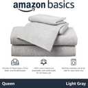 Amazon Basics 4 Piece Bed Sheet Set, 100% Cotton Jersey, Includes Super Soft, Flat and Fitted Sheets, Pillowcase, Queen, Light Gray, Solid