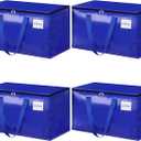 StorageRight Heavy Duty Moving Boxes-Moving Bags with Zipper, Reinforced Handles and Tag Pocket-Collapsible Moving Supplies-Totes for Storage Great for moving, Storage and Travel 93L(Blue-4 Pack)