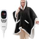 VOLISUN Wearable Heated Throw Blanket Electric Shawl,Heated Wrap Poncho Robes Hoodie for Adult,Birthday for Mom Women Grandma,9 Heating Levels & 1-10 Hours Time Settings,Grey (64*50" Grey)