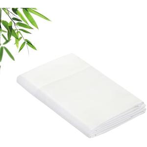 Royale Linens Bamboo Viscose Twin Flat Sheets Only - Cooling Sheets - Organic Viscose Derived from Bamboo - Twin Size Flat Sheet Only - Top Sheet - Breathable & Silky Bedding (Twin, White)
