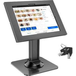 AboveTEK Anti-Theft iPad Kiosk Stand POS iPad Security Mount with 360 Swivel & 75 Tilt, Heavy Duty Tablet Kiosk Desk Holder for Retail & Business POS Systems (Black)
