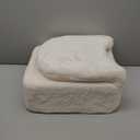 GREENSTELL Small Vanity Stool Chair with Storage and Folding Back, 13.4" x 15" x 30" Square Faux Fur Soft Ottoman, 4 Metal Legs with Anti-Slip Feet, Furry Padded Seat for Makeup, Bedroom, White