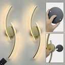Set of 2 Crystal Glow Effect Gold Adhesive Wall Sconces Battery Operated, 23.5 Inch