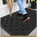 Color&Geometry Front Door Mat Outside Entrance, Heavy Duty Non Slip Low Profile Doormat for Entryway, Trap Dirt and Moisture Welcome Mats All-Weather, Easy Clean, Patio, Garage, 24"x48" Black