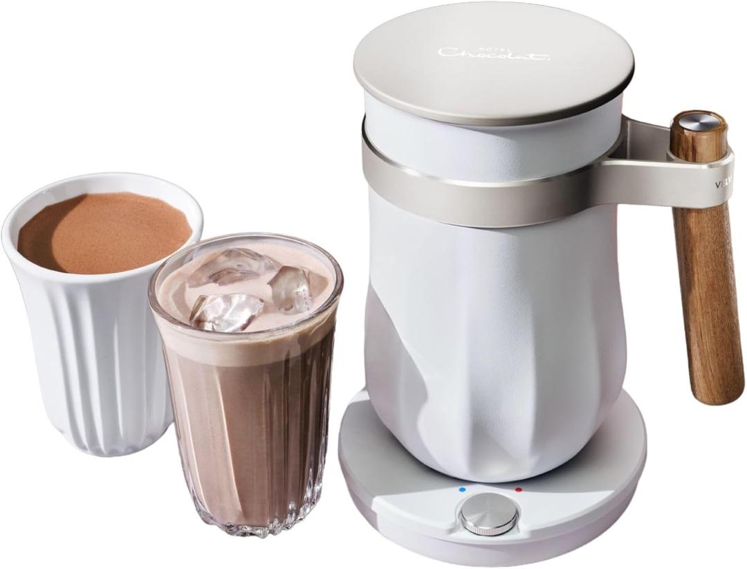 Hot & Cold Drinking Chocolate System - The ALL-NEW Velvetiser - Hotel Chocolat - 1 mug and 1 glass - European Style Drinking Chocolate - Chalk Edition