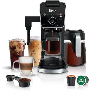 Ninja DualBrew Pro Specialty 12 Cup Coffee Maker, Glass Carafe, Single-Serve Compatible with K-Cup Pods, 4 Brew Styles, Built In Frother, Black (CFP300)