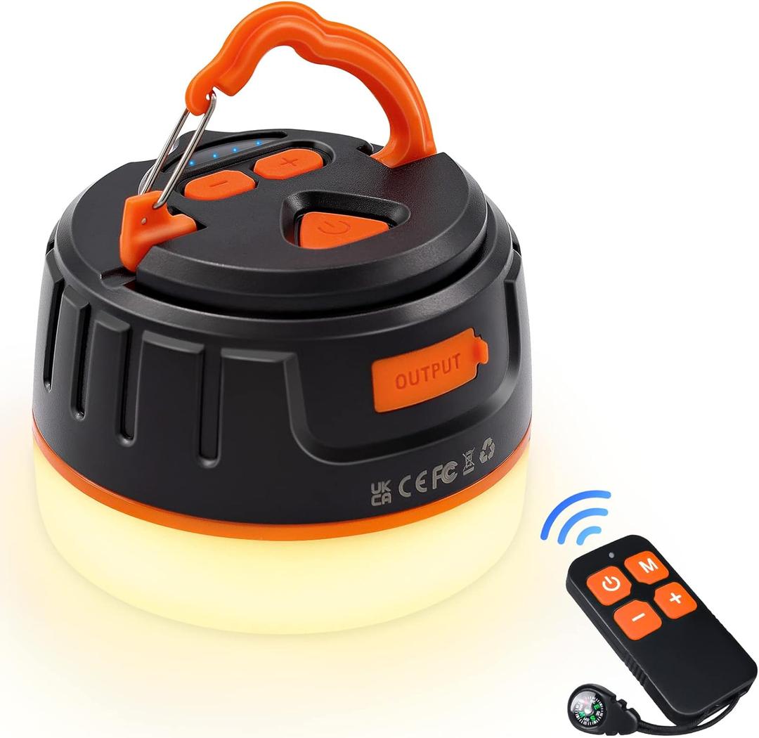 LED Camping Lantern Rechargeable with Remote Control - 1000LM 150H Runtime Tent Light, 5200mAh Water-Resistant Emergency Light for Hurricane Power Outages, Hiking Home