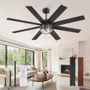 65 Inch Farmhouse Ceiling Fan with Lights and Remote, Black Ceiling Fans with Lights, Modern Ceiling Fan with 6-Speed Reversible DC Motor, 3CCT, Large Ceiling Fans for Living Room, Bedroom, Patio