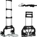 Folding Hand Truck, Aluminum Foldable Dolly Cart with Silence Wheels Heavy Duty Hand Cart 180lbs Load Capacity Utility Cart for Home Office Travel Shopping