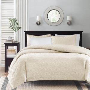Madison Park Quebec Quilt Set - Luxurious Damask Stitching Design, Cotton Filled Lightweight Coverlet Bedspread Bedding, Shams, King/Cal King(104"x94"), Cream 3 Piece Madison Park Quebec Quilt Set - Luxurious Damask Stitching Design, Cotton Filled Lightweight Coverlet Bedspread Bedding, Shams, King/Cal King(104"x94"), Cream 3 Piece
