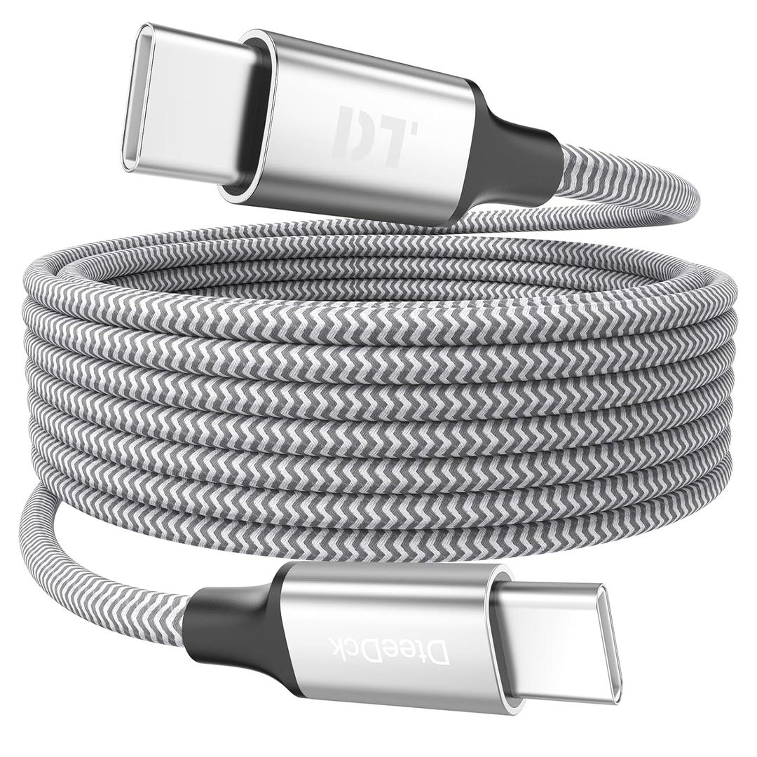 15 Ft USB C Cable Extra Long, 60W Fast Charging USBC to USB-C Cord, 480Mbps Data Transfer Type C Male to Male for Security Camera, Dash Cam, iPhone 17/16/15, Android Phone, iPad, Tablet