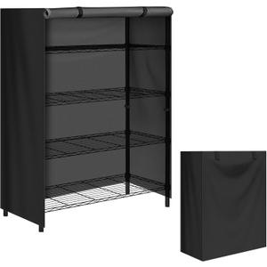 Storage Shelving Unit Cover, Waterproof Shelf Cart Protective Outdoor Indoor Storage Rack Dust Cover with Zipper (60"Lx24"Wx72"H), Black