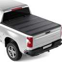 Hard Low Profile Quad-Fold Aluminum Truck Bed Tonneau Cover Compatible with 2019-2026 Chevy/GMC Silverado/Sierra, Works w/MultiPro/Flex Tailgate 6' 7" Bed (79.4")