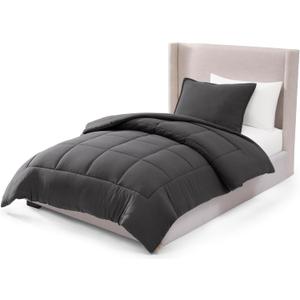 UGG Leonora Comforter Set with 1 Pillow Sham Lightweight Down Alternative Blanket Reversible All Season Washable and Hypoallergenic Bedding Set for College Dorm, Twin/Twin XL, Charcoal Grey