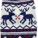 Pet Puppy Christmas Sweaters Cat Sweater Kitten Knitwear Dog Xmas Clothes Navy Blue and Christmas White Sweaters with Reindeers Snowflakes Pattern for Kitten Cat Puppy Dog, M
