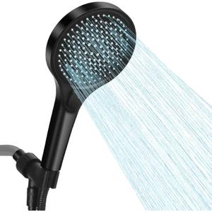 Luxsego 5 Inches Panel High Pressure Shower Head Set with 59'' Stainless Steel Hose and Adjustable Bracket, 3-Mode Detachable Showerhead with Handheld, Easy-cleaning Anti-clog Nozzles, Matte Black