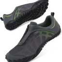 Scurtain Unisex Mens Womens Water Shoes Athletic Sports Aqua Shoes Barefoot Hiking Water Shoes Quick Dry Yoga Pool Swim Surf Beach Walking Shoes with Zipper (9 Women/7.5 Men, Grey Green)