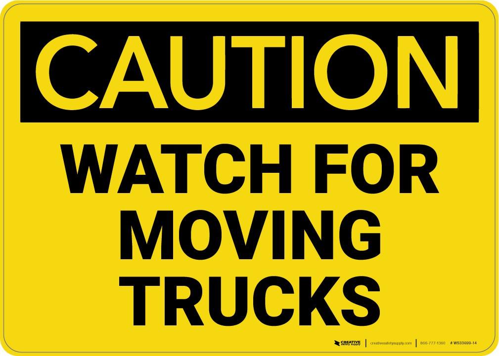 Barricade,Fld Flt,24X36 Caution Watch for Moving Trucks Sign