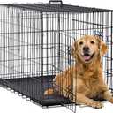 BestPet 42 Inch Dog Crates for Large Dogs Folding Metal Wire Crates Dog Kennels Outdoor and Indoor Pet Dog Cage Crate with Double-Door,Divider Panel, Removable Tray,Black