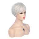 Short Cream White Wigs for Women Synthetic Natural Party Cosplay Pixie Wig with Wig Cap