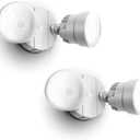 LUTEC 2 Packs P6221B 2000 Lumen 18 Watt 28 LED Dual-Head Flood Light Outdoor, Waterproof Exterior Security Wall Light for Patio, Garden,Yard-White