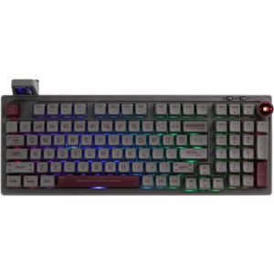 EPOMAKER RT100 97 Keys Gasket BT5.0/2.4G/USB-C Mechanical Keyboard with Customizable Display Screen, Knob, Hot Swappable Socket, 5000mAh Battery for Win/Mac (Retro White, Wisteria Tactile Switch)
