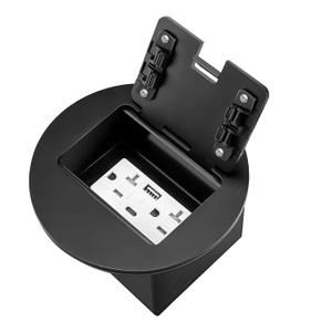 Floor Outlet Recessed Floor Outlet Box Fast Charging 4.8A USB A+Type C Port 20 Amp Receptacle Kit (USB, Black)