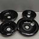 GE Black Stove Drip Pans, 10% Energy Save by Enamel Spraying Prevent Bending and Rust - Include 2 6'' Burner Drip Pans and 2 8'' Drip Bowl