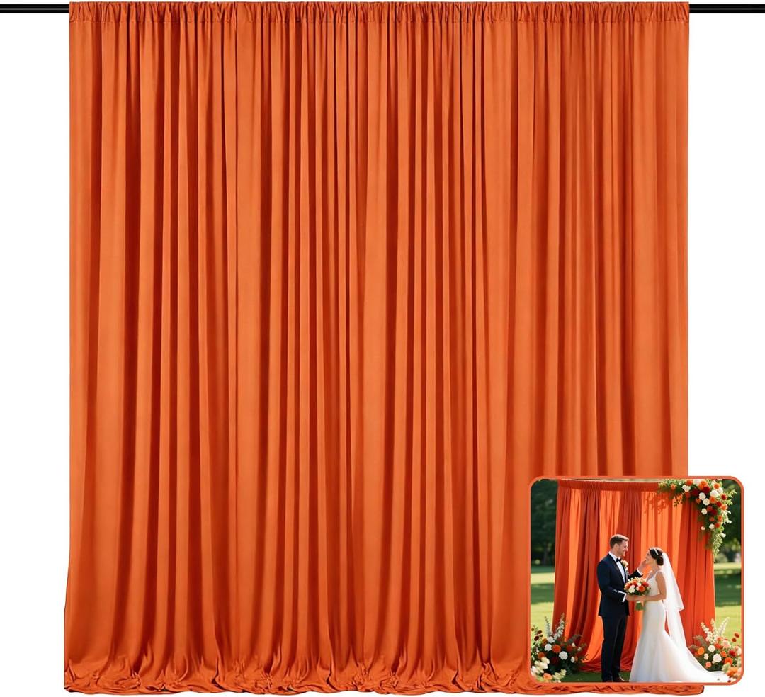 2 Panels Orange Backdrop Curtain, 10 x 7 Feet Polyester Background Curtains for Parties, Weddings, Baby Showers, Halloween, Christmas, Birthday Party Photoshoot Backdrop Curtains Decorations