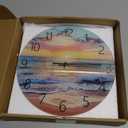 10in Glass Wall Clocks for Living Room Decor, Decorative Wall Clocks Battery Operated, Silent Kitchen Clocks, Wall Clock for Bedroom, Bathroom (Beach)