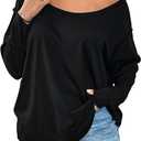 SOLY HUX Women's Plus Size Off The Shoulder Tops Long Sleeve Shirts Oversized Pullover Tee Tops (4X-Large Plus)
