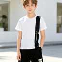 Ayzozuy Boy Clothes Colorblock Top + Drawstring Waist Shorts 2 Pieces Kid Summer Outfits Set