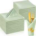 100 Pcs Sage Green Napkins, 17 x 17 Inch Square Satin Napkin Washable Reusable Dinner Napkin Soft Smooth Cloth Napkins for Christmas, Halloween, Weddings, Banquets, Parties, Restaurant