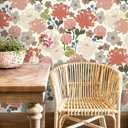 6 x Hopepak 16.1''x118'' Floral Peel and Stick Wallpaper Vintage Rose Flower Contact Paper for Bedroom Self Adhesive Removable Wallpaper Wallpaper for Nursery Bathroom Decor (Red)